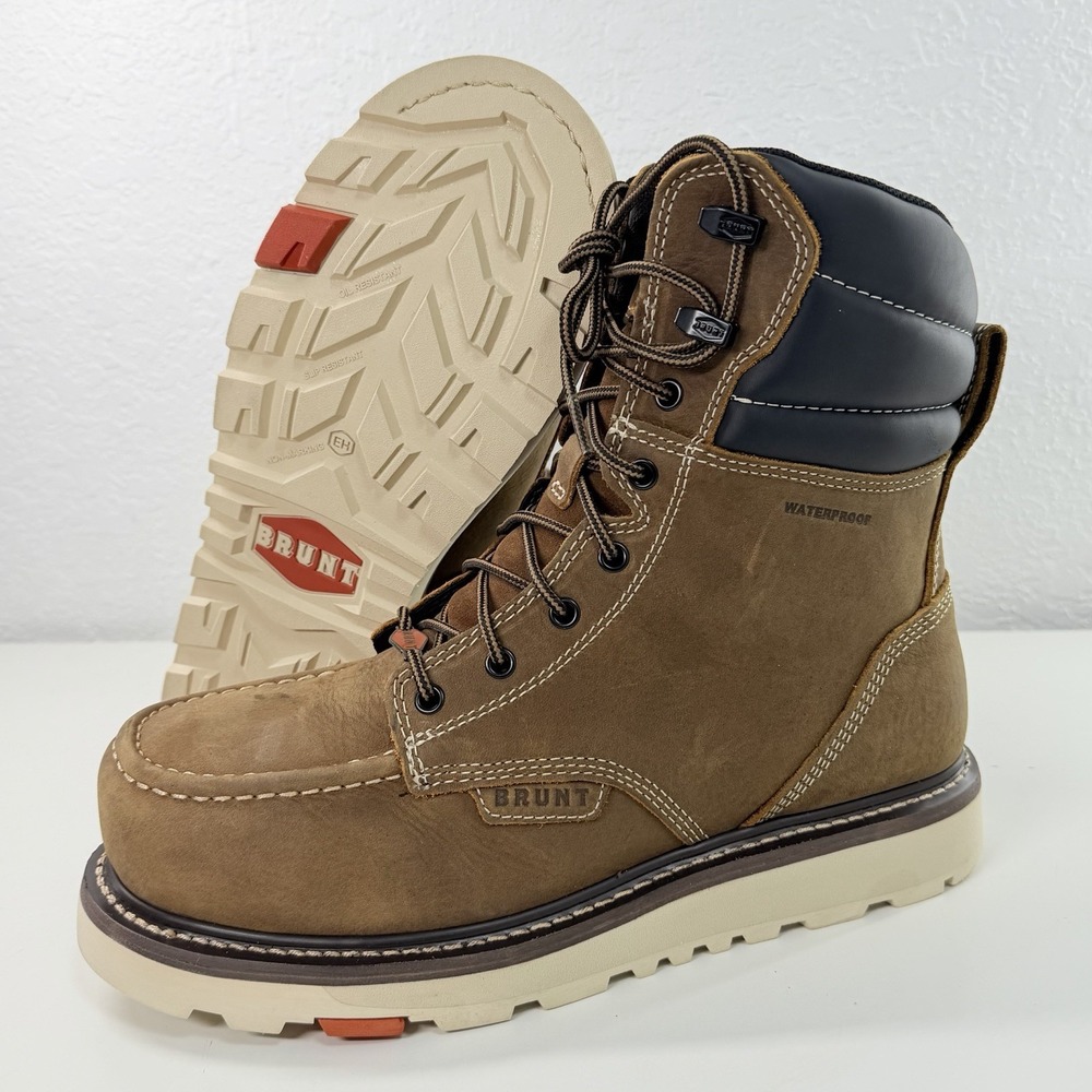 Brunt Marin Welted 8" Comp Toe Boots Mens Size 10 Brown Waterproof Work Safety